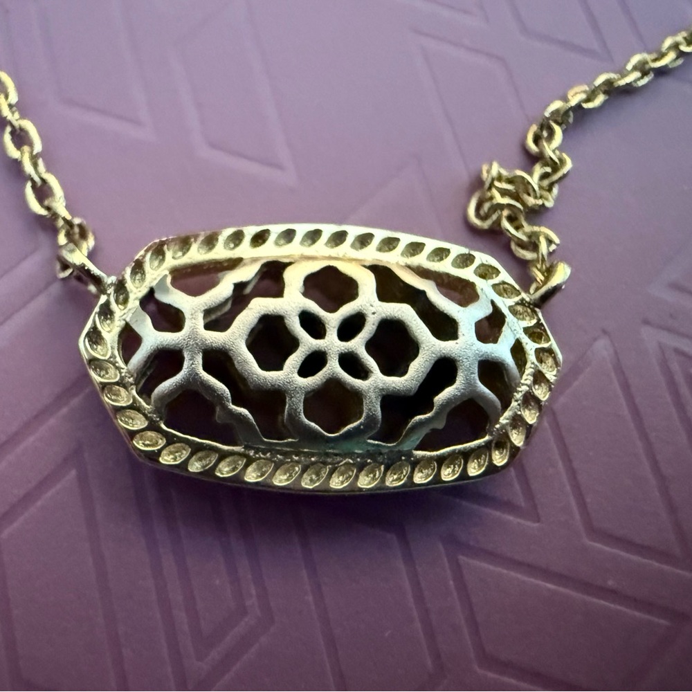 Kendra Scott Elisa Gold Filigree Pendant Necklace - Women Jewelry